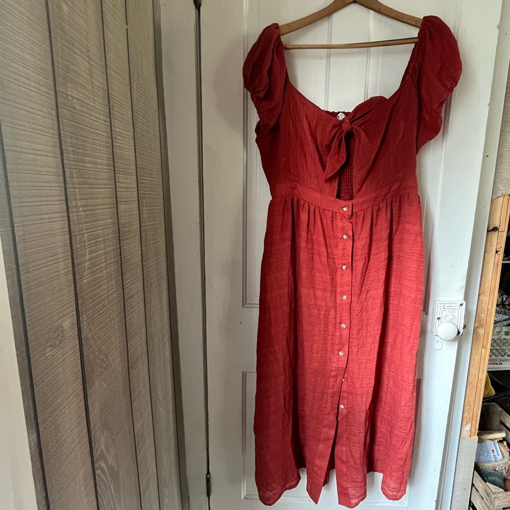 Abound Tie Front peek a boo peasant dress